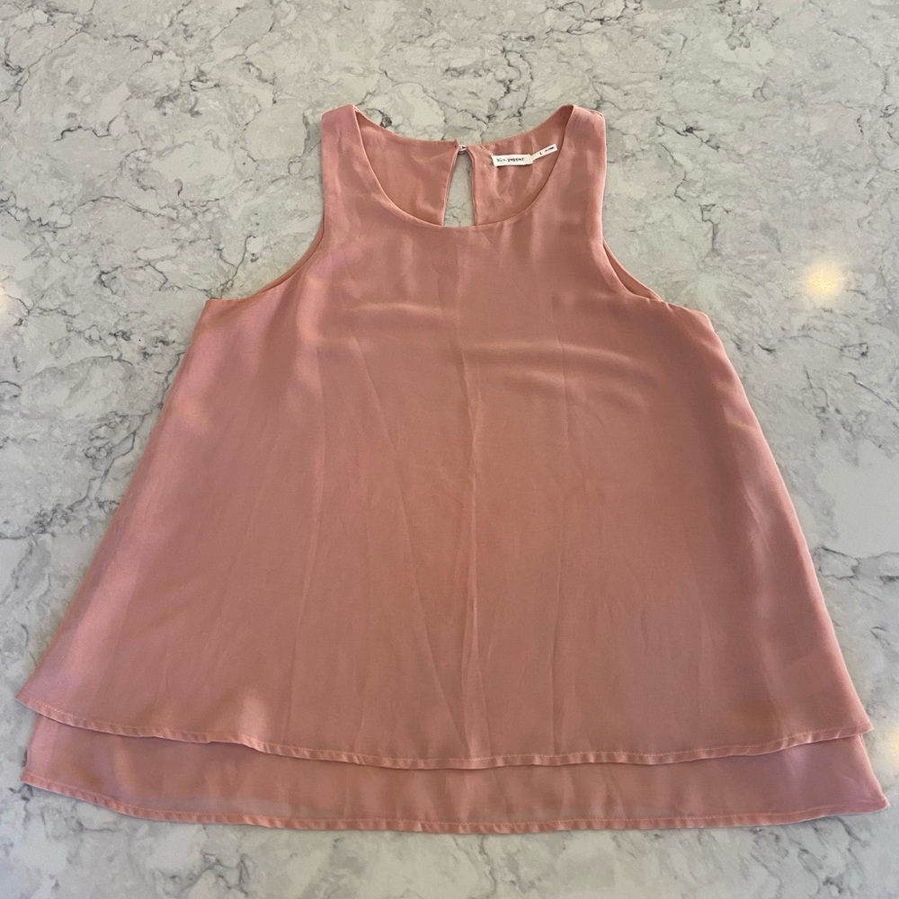 Blush pink double layer silky top size L